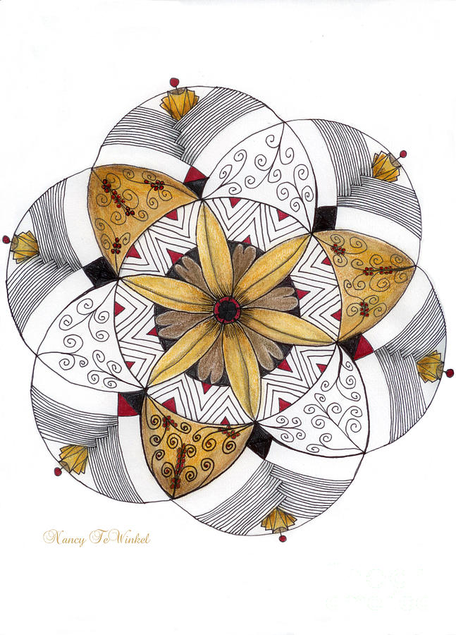 Thanksgiving Drawing - Mandala Of Thanksgiving by Nancy TeWinkel Lauren
