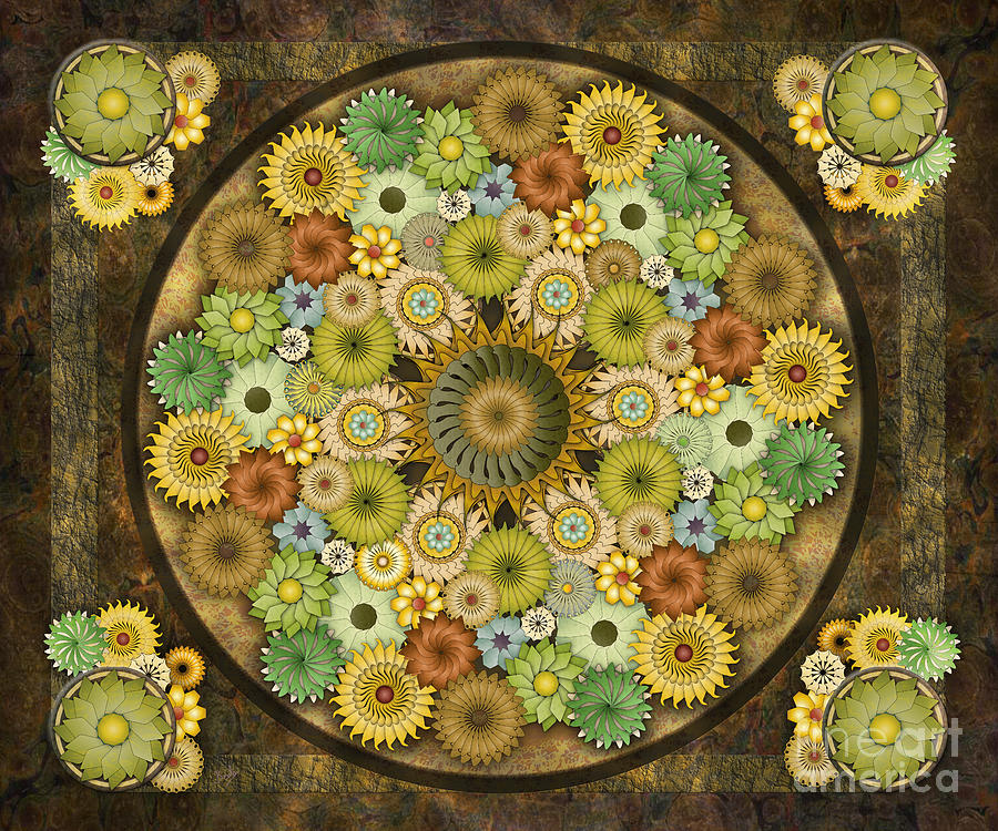 Nature Digital Art - Mandala Stone Flowers sp by Peter Awax