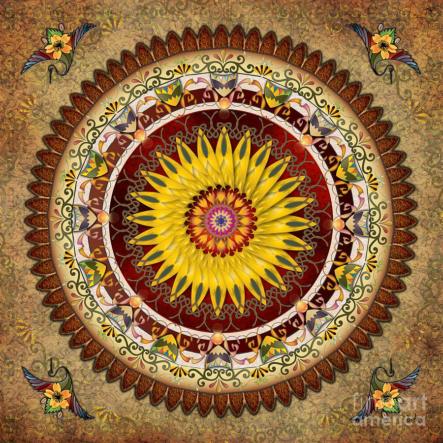 Sunflower Digital Art - Mandala Sunflower by Peter Awax