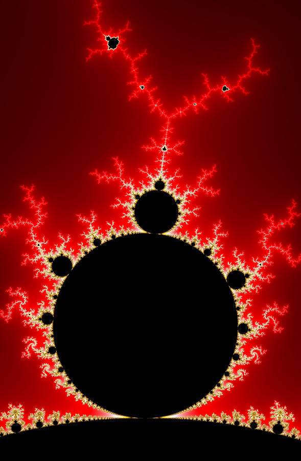 Abstract Digital Art - Mandelbrot fractal flash power red and black by Matthias Hauser