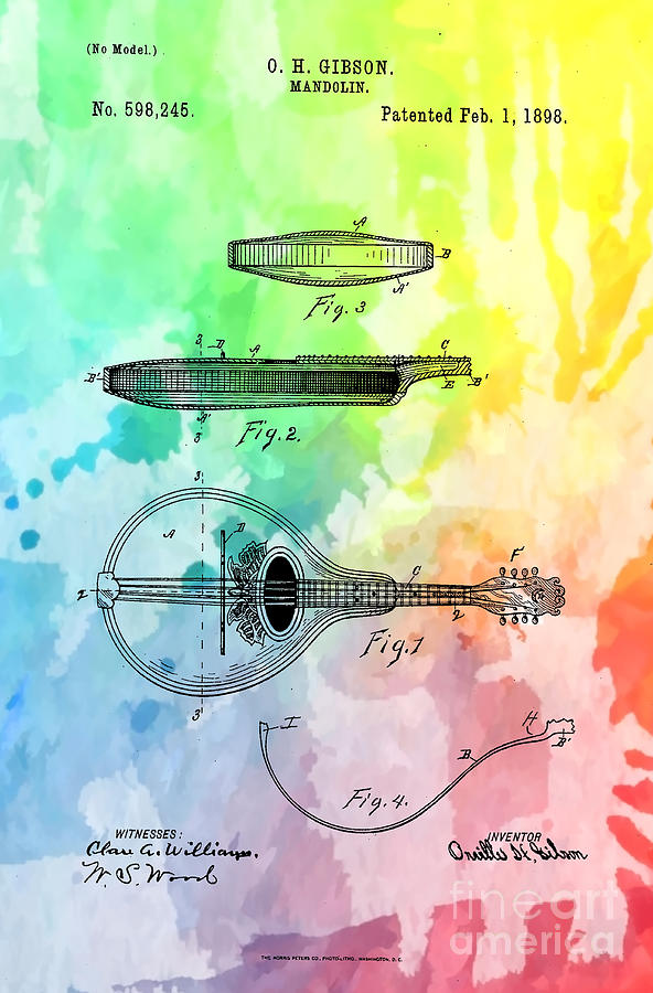 Mandolin art patent Digital Art by Justyna Jaszke JBJart