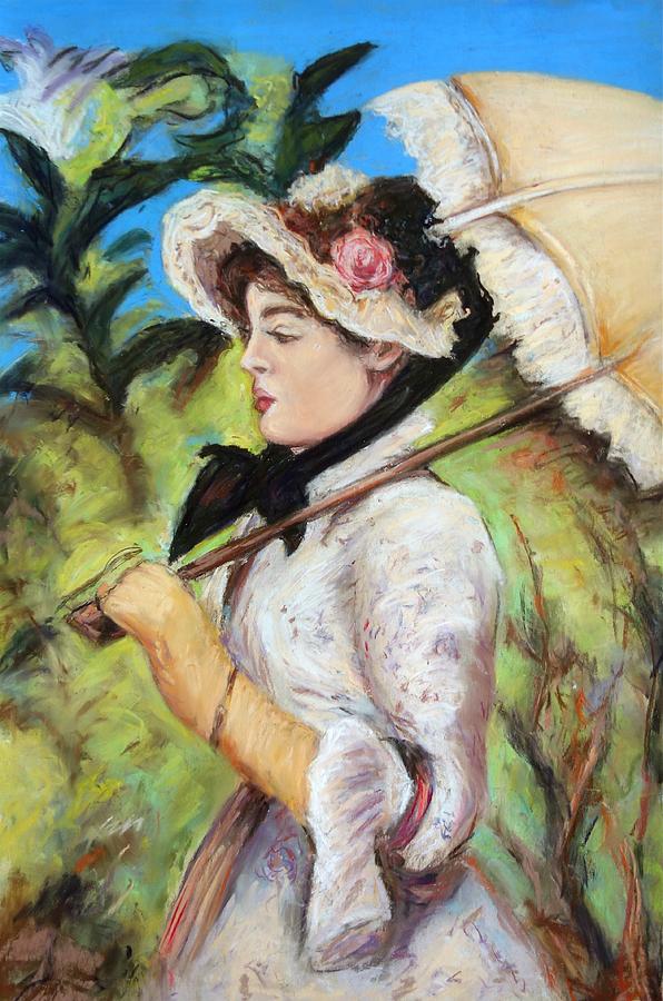 Manet Woman with Parasol Pastel by Melinda Saminski