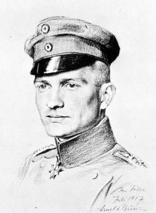 Portrait Drawing - Manfred Von Richthofen (1892-1918) by Granger