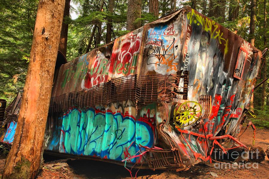 Mangled Whistler Train Wreck Box Car Photograph by Adam Jewell