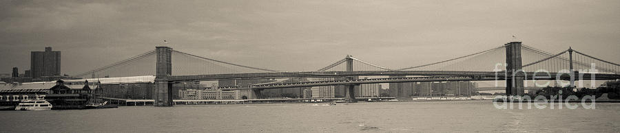 Brooklyn Bridge Photograph - Manhattan and Brooklyn Bridges by Ken Marsh