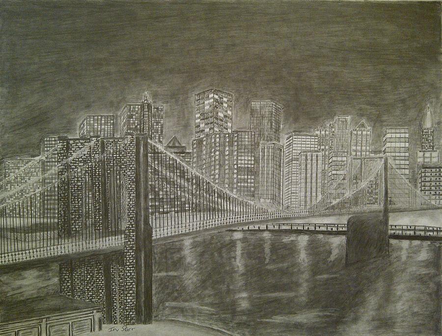 Manhattan At Night Drawing