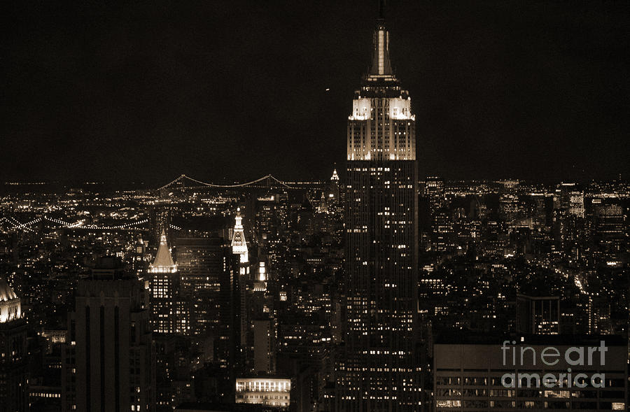 Manhattan at night vintage  Photograph by RicardMN Photography