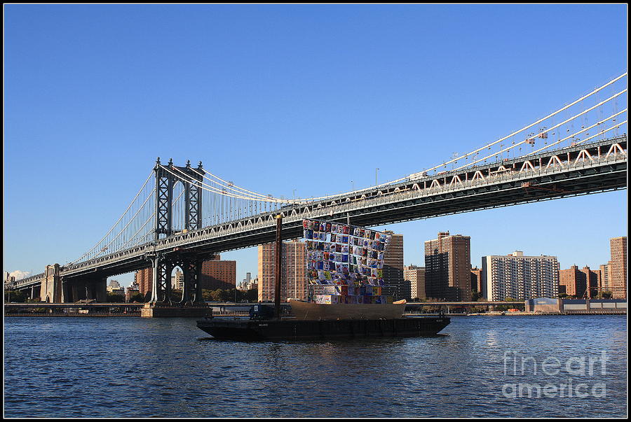 New York City Photograph - Manhattan Bridge and Ship of Tolerance by Dora Sofia Caputo