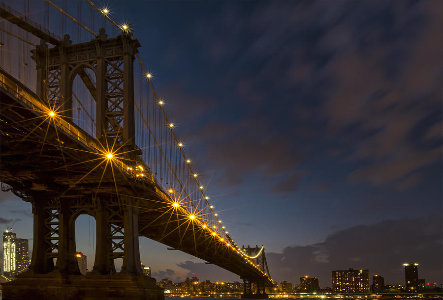 Manhattan Bridge At Blue Hour Photograph