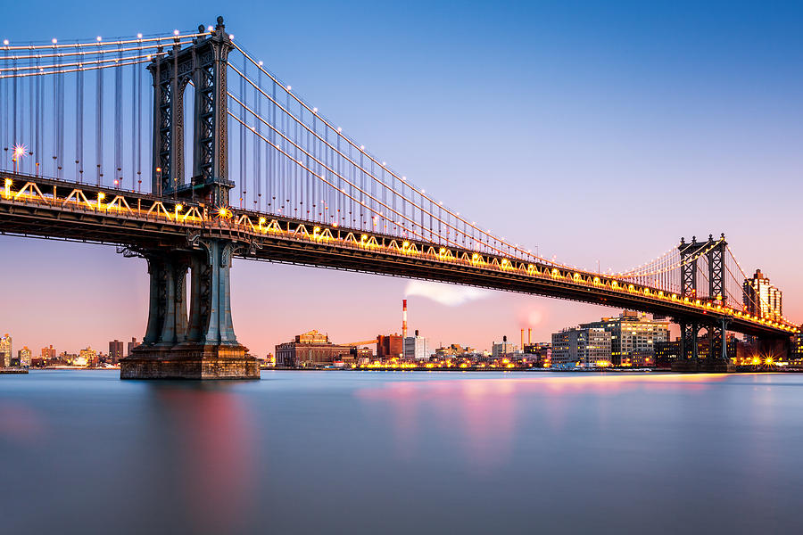 Manhattan Bridge at dusk Photograph by Mihai Andritoiu