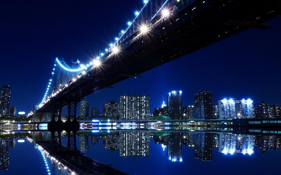 Manhattan Bridge at Night Photograph by Gianfranco Weiss