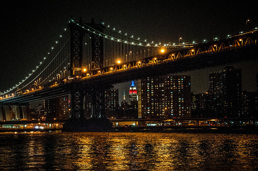 Manhattan Bridge at Night Photograph by Vitaly Levin - Fine Art America