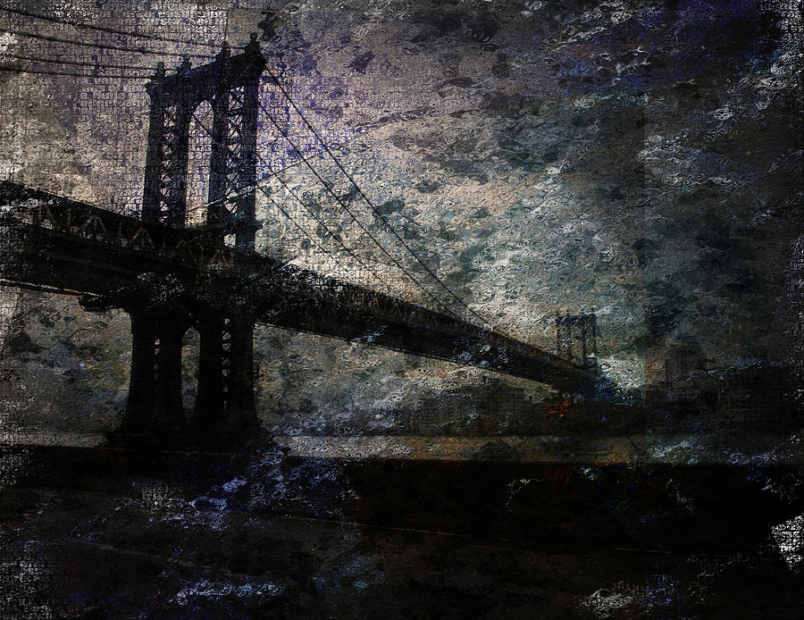 Abstract Digital Art - Manhattan Bridge by Bruce Rolff