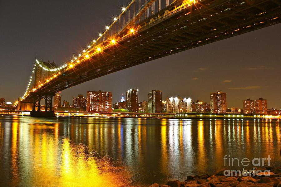 Manhattan Bridge by Night Photograph by Barbara Zahno