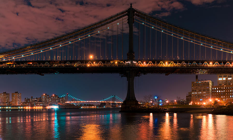 Manhattan Bridge Framing Williamsburg Bridge Photograph by Mitchell R Grosky