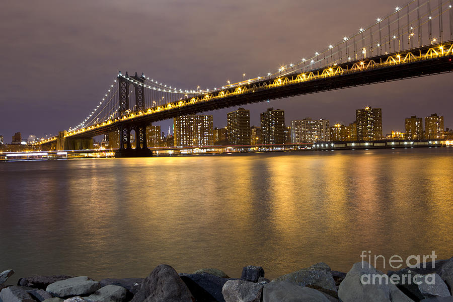 Manhattan Bridge Lights  Photograph by Leslie Leda