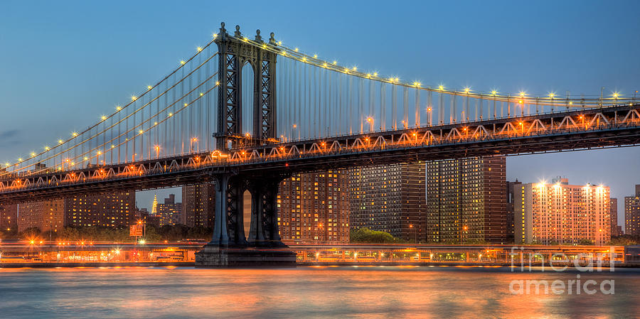 Manhattan Bridge Panoramic Photograph by Clarence Holmes