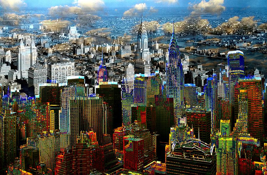 City Digital Art - Manhattan City Art by Mary Clanahan