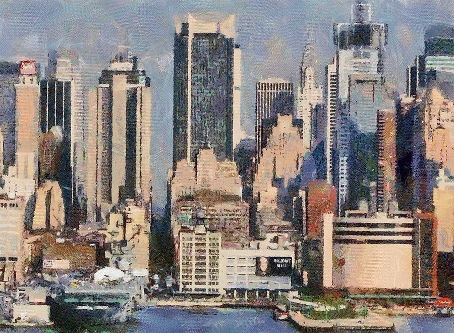 Manhattan Digital Artwork Buildings Usa Painting By Georgi Dimitrov 