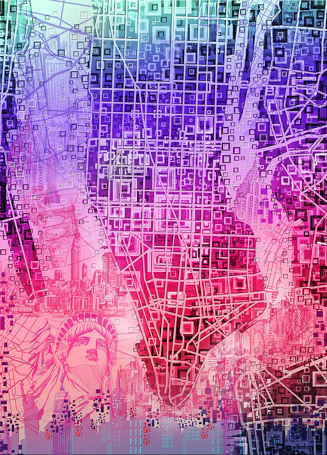 Manhattan Map Abstract 3 Painting by Bekim M