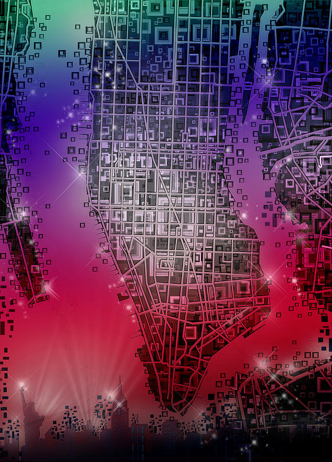 Manhattan Map Abstract 4 Painting by Bekim M