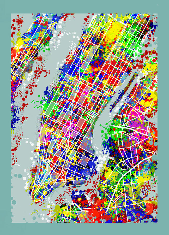 New York Map Painting - Manhattan Map Abstract by Bekim M