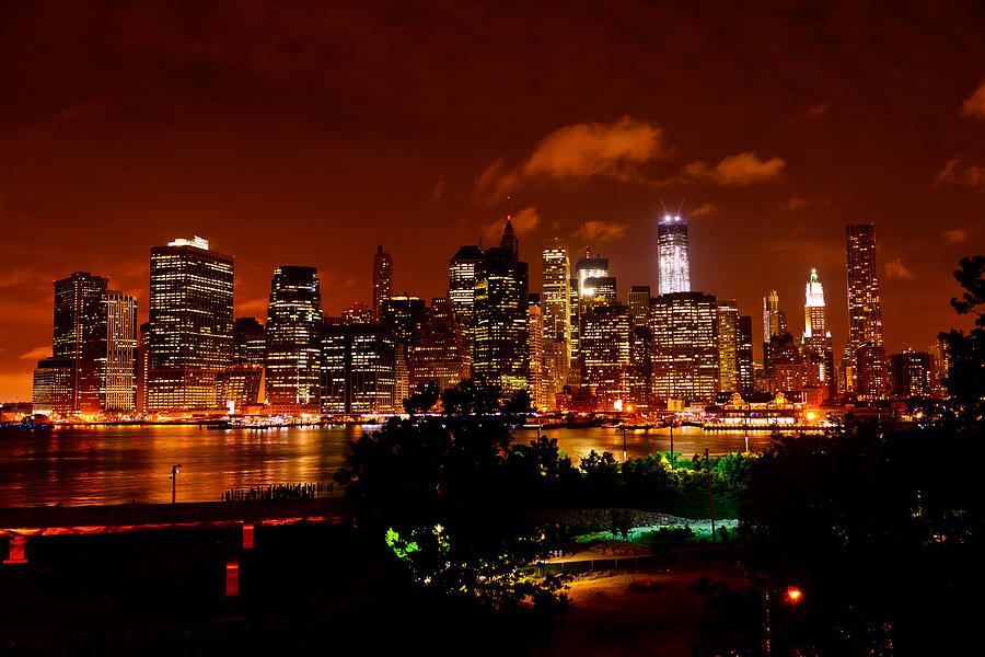 Manhattan NIght Skyline Photograph by Greg Norrell