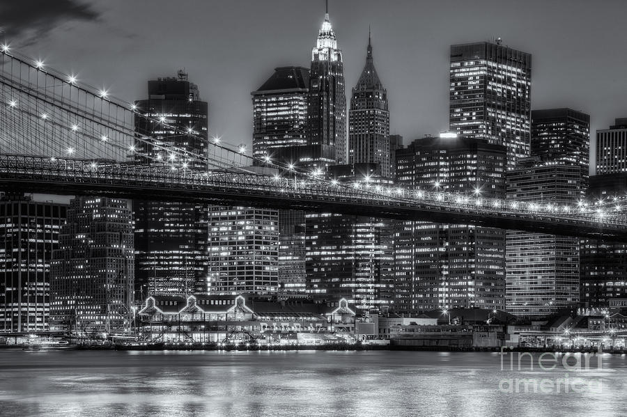 Manhattan Night Skyline V Photograph by Clarence Holmes