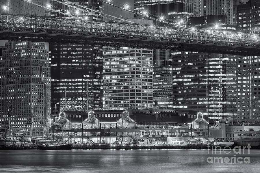 Brooklyn Bridge Photograph - Manhattan Night Skyline VI by Clarence Holmes