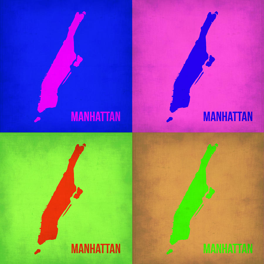 New York Map Painting - Manhattan Pop Art Map 1 by Naxart Studio