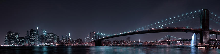 Architecture Photograph - Manhattan Skyline And Brooklyn Bridge by Fabien Bravin