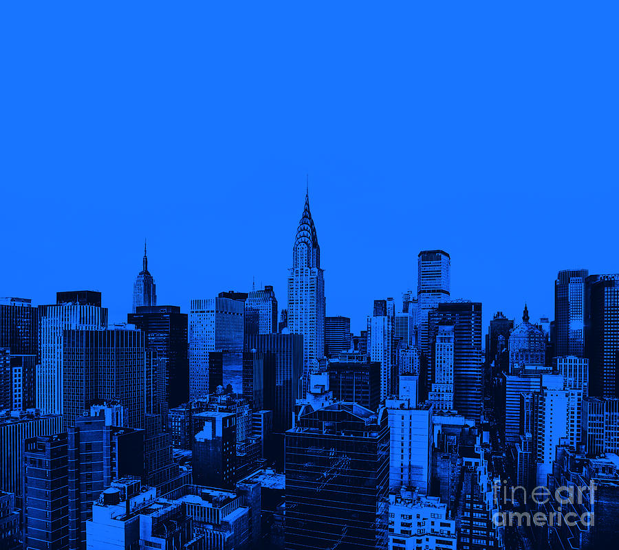 Manhattan Skyline in Blue Photograph by Diane Diederich