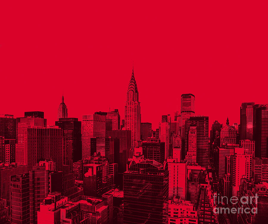 Manhattan Skyline in Red Photograph by Diane Diederich