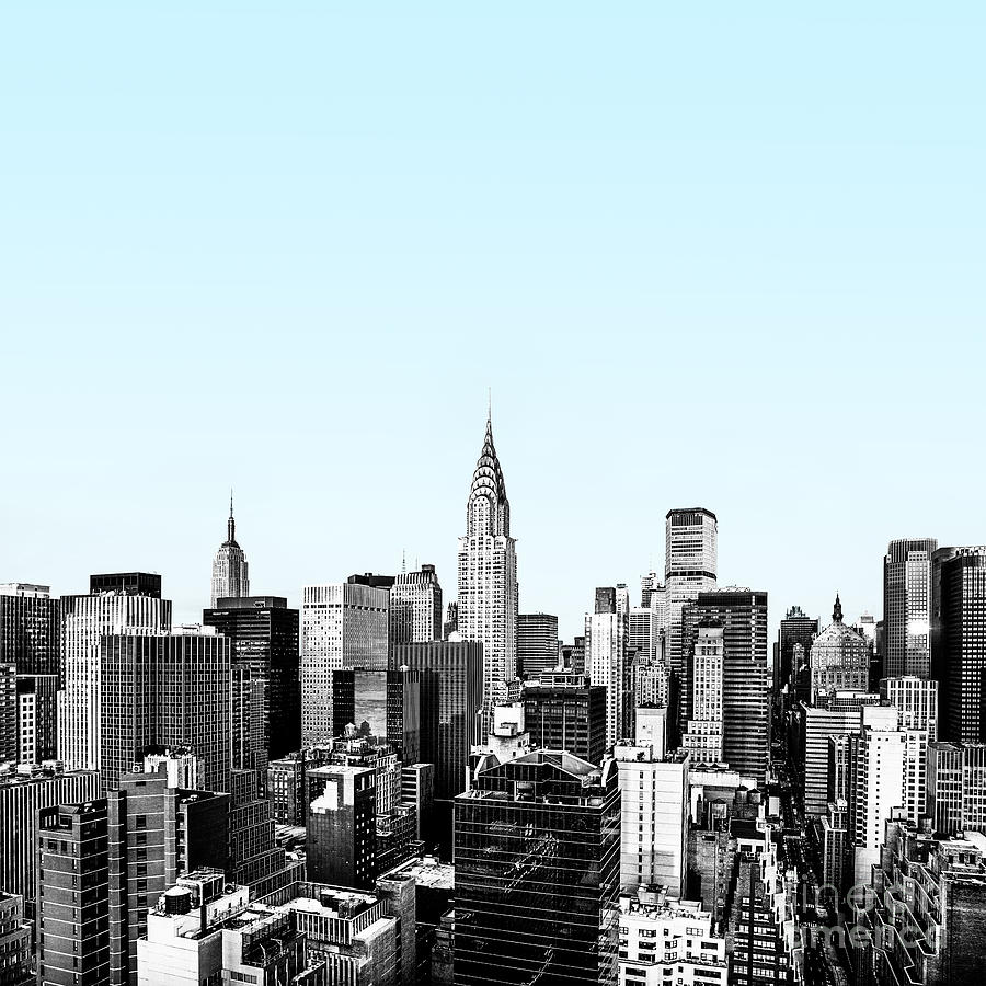 Manhattan Skyline with Blue Gradient Photograph by Diane Diederich