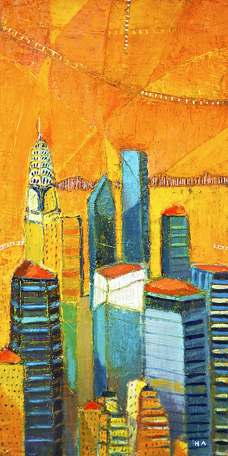 Manhattan skyline with Chrysler building Painting by Habib Ayat