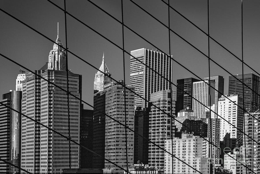 Manhattan through the Brooklyn Bridge Photograph by Liz Leyden