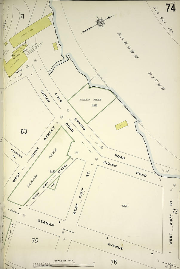 Map Drawing - Manhattan, V. 12, Plate No. 74 Map Bounded By Harlem River by Litz Collection