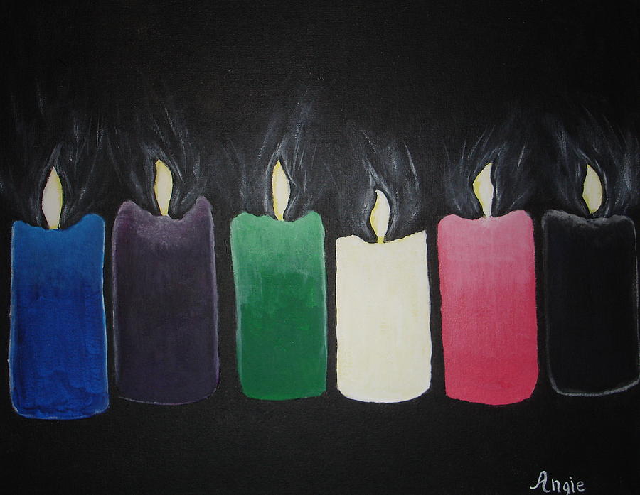 Manifestation Candles Painting by Angie Butler