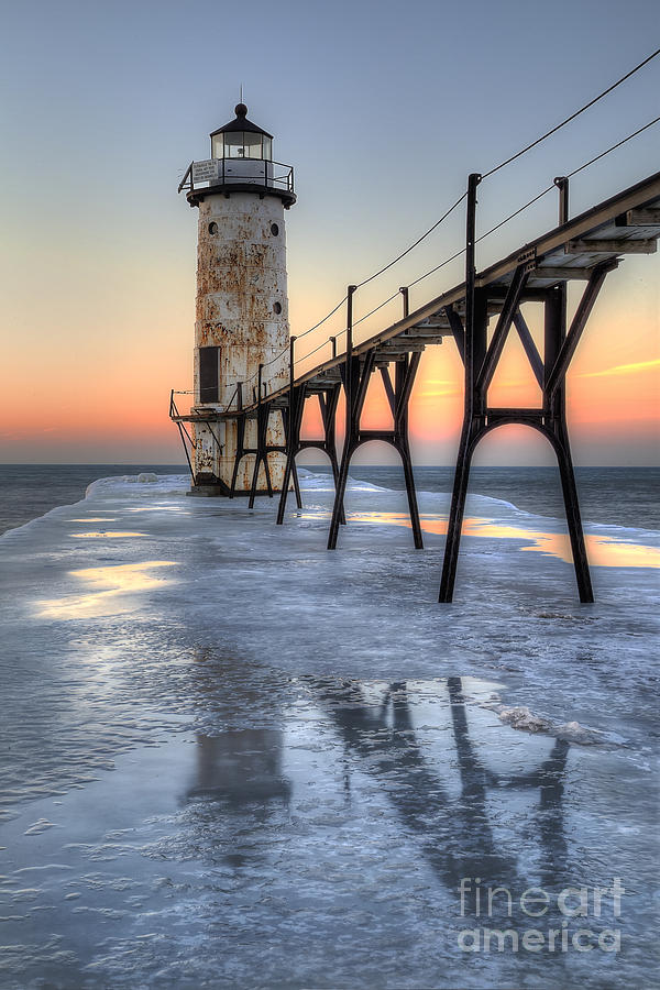 Manistee Lighthouse At Sunet Photograph By Twenty Two North Photography 