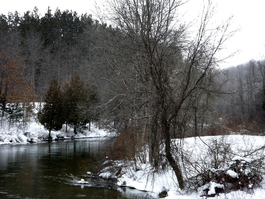 Winter Photograph - Manistee River by Linda Kerkau