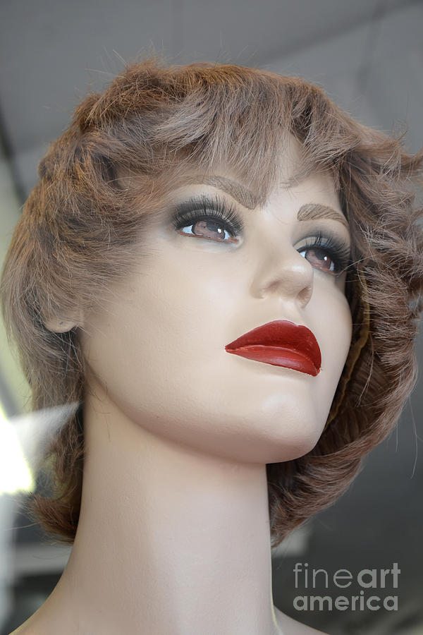 Mannequin Art - Female Mannequin Face With Red Lips Photograph by Kathy Fornal