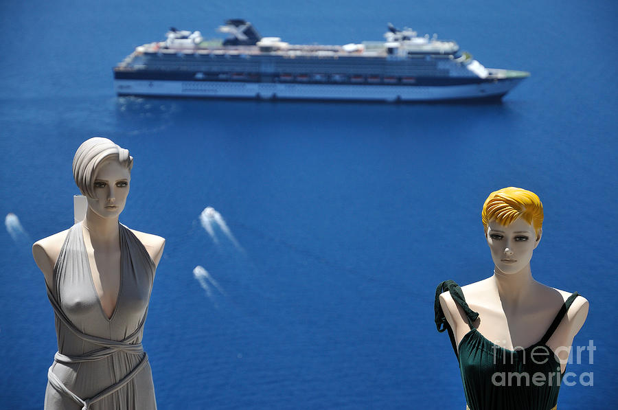 Greek Photograph - Mannequin dolls in Santorini island by George Atsametakis