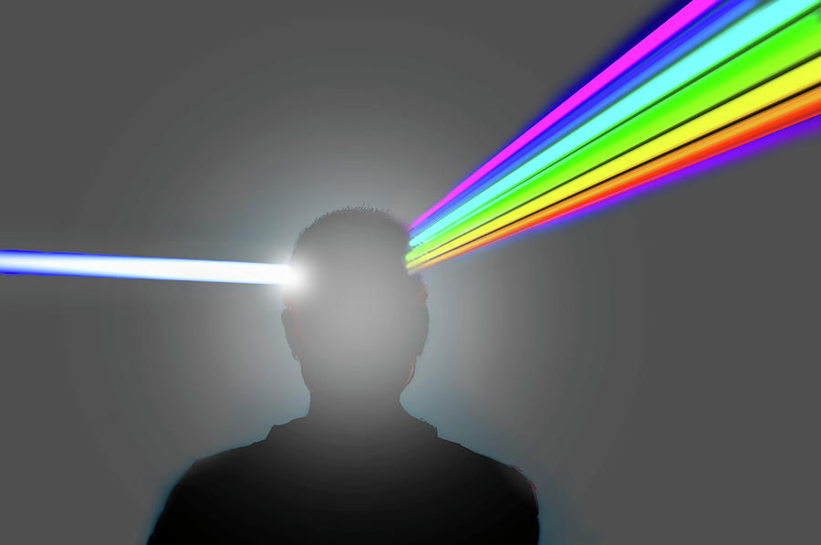 Mans Head As Prism Refracting Beam Photograph by Ikon Ikon Images
