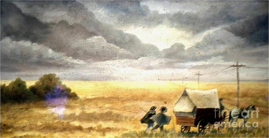 Men in the Pampa Painting by Jean Pierre Bergoeing