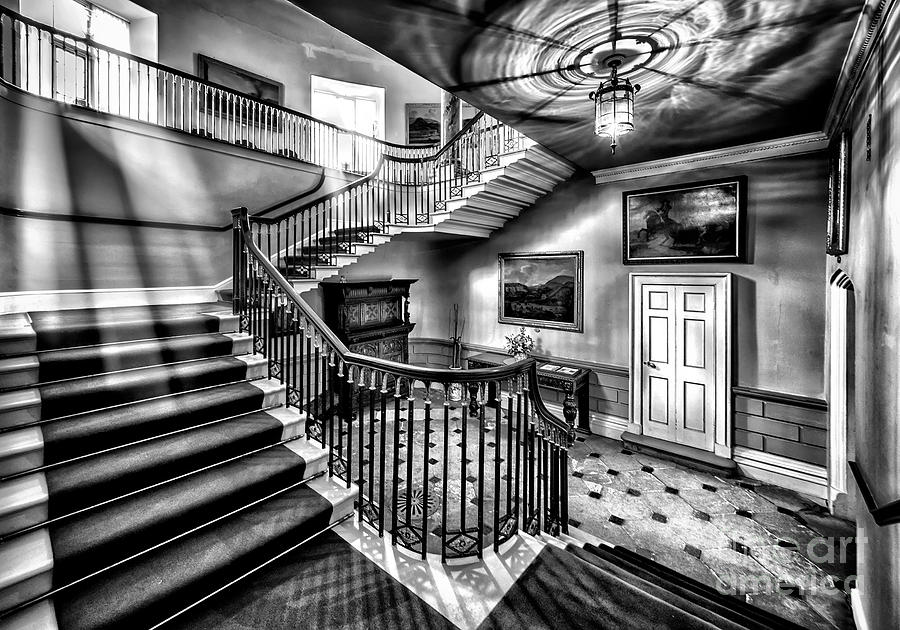 Vintage Photograph - Mansion Stairway V2 by Adrian Evans