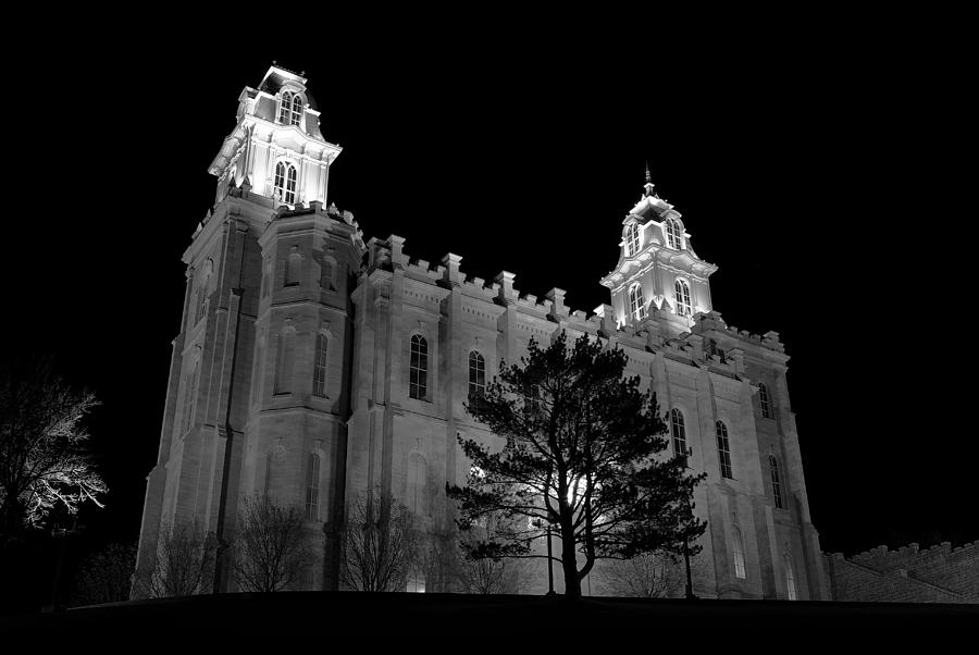 Manti Temple Black and White Photograph by David Andersen
