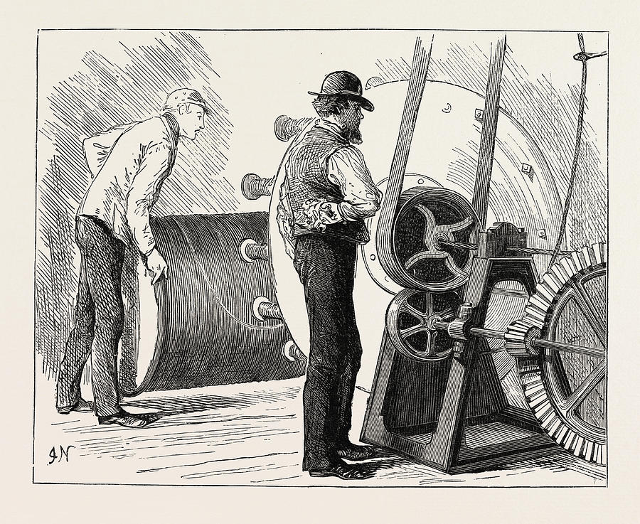 Manufacturing An Electric Telegraph Cable Coating Drawing by English ...