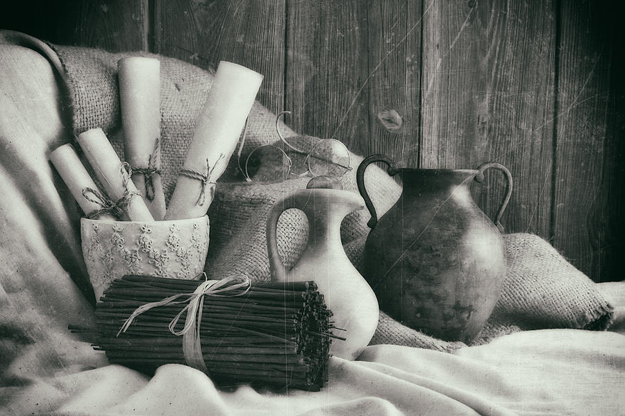Vase Photograph - Manuscripts Still Life II by Tom Mc Nemar