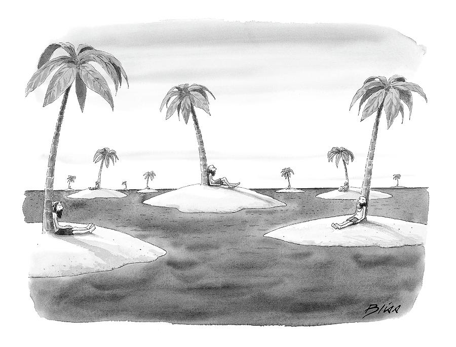 Many Desert Islands Drawing by Harry Bliss