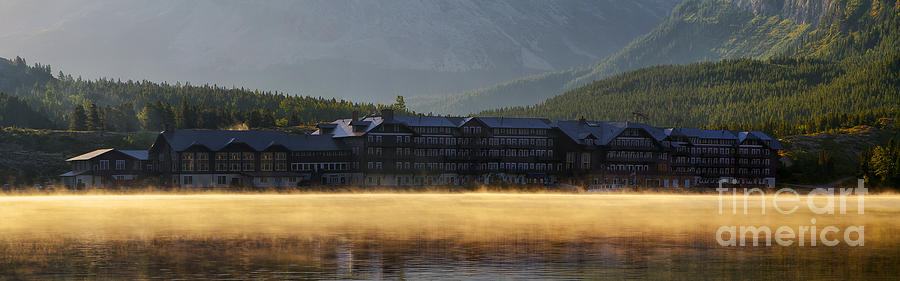 Many Glacier Hotel Sunrise Panorama Photograph by Mark Kiver